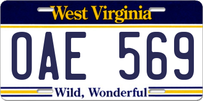 WV license plate OAE569