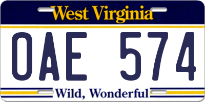 WV license plate OAE574