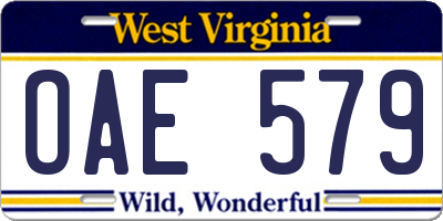 WV license plate OAE579