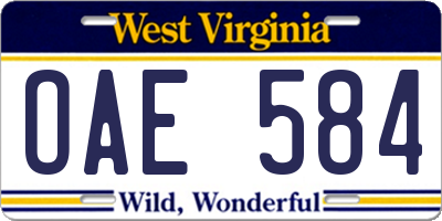 WV license plate OAE584