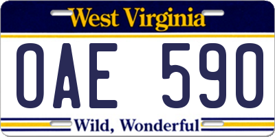 WV license plate OAE590