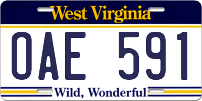 WV license plate OAE591