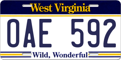 WV license plate OAE592