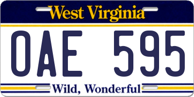 WV license plate OAE595