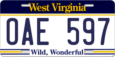 WV license plate OAE597