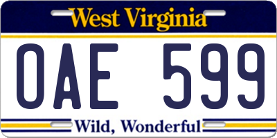 WV license plate OAE599