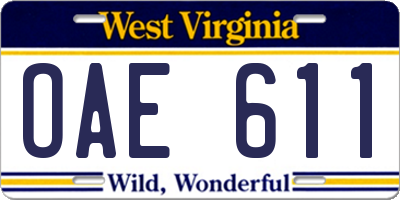 WV license plate OAE611