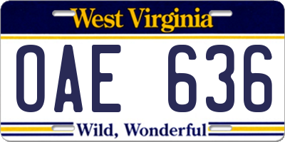 WV license plate OAE636
