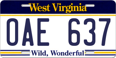 WV license plate OAE637