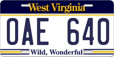 WV license plate OAE640