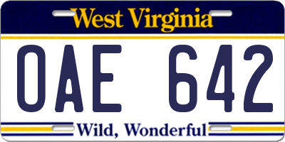 WV license plate OAE642