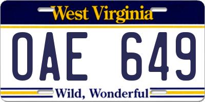 WV license plate OAE649