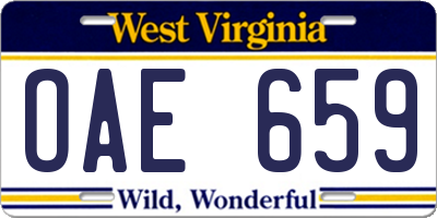 WV license plate OAE659