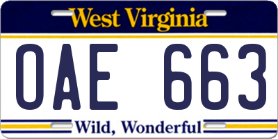 WV license plate OAE663