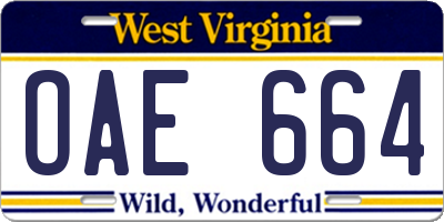 WV license plate OAE664