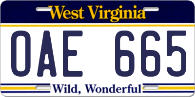 WV license plate OAE665