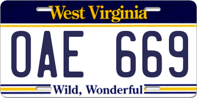 WV license plate OAE669