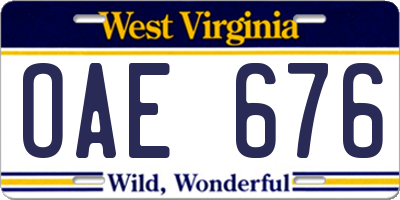 WV license plate OAE676