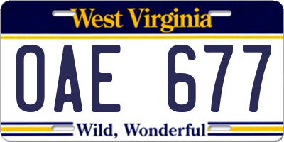 WV license plate OAE677