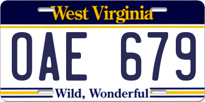 WV license plate OAE679