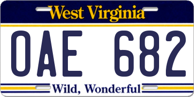 WV license plate OAE682