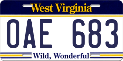 WV license plate OAE683