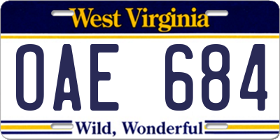 WV license plate OAE684