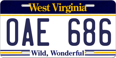WV license plate OAE686