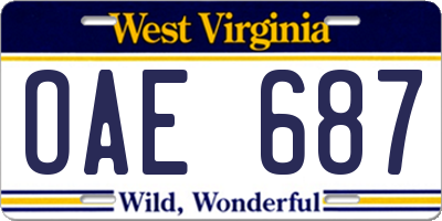 WV license plate OAE687