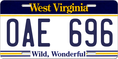 WV license plate OAE696