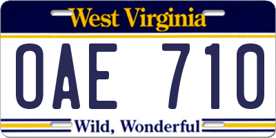 WV license plate OAE710