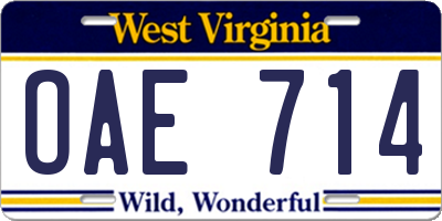WV license plate OAE714