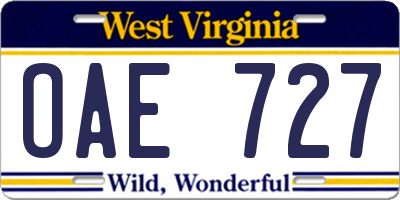 WV license plate OAE727