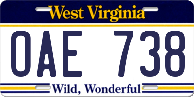 WV license plate OAE738