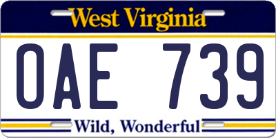 WV license plate OAE739