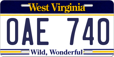 WV license plate OAE740