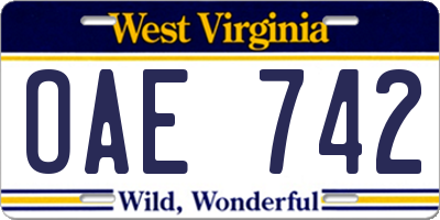 WV license plate OAE742