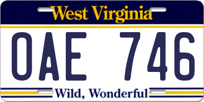 WV license plate OAE746