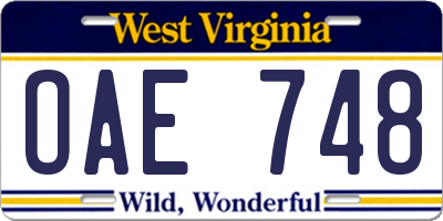 WV license plate OAE748