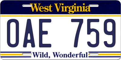 WV license plate OAE759