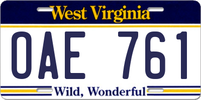 WV license plate OAE761