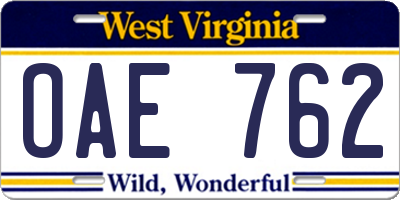 WV license plate OAE762