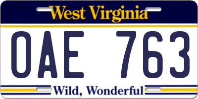 WV license plate OAE763