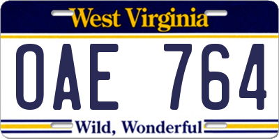 WV license plate OAE764