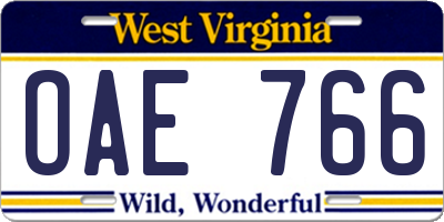 WV license plate OAE766