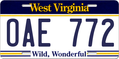 WV license plate OAE772
