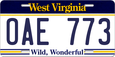 WV license plate OAE773