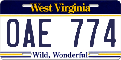 WV license plate OAE774