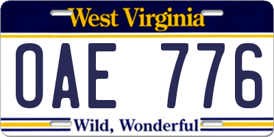 WV license plate OAE776