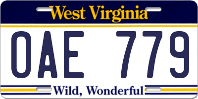 WV license plate OAE779
